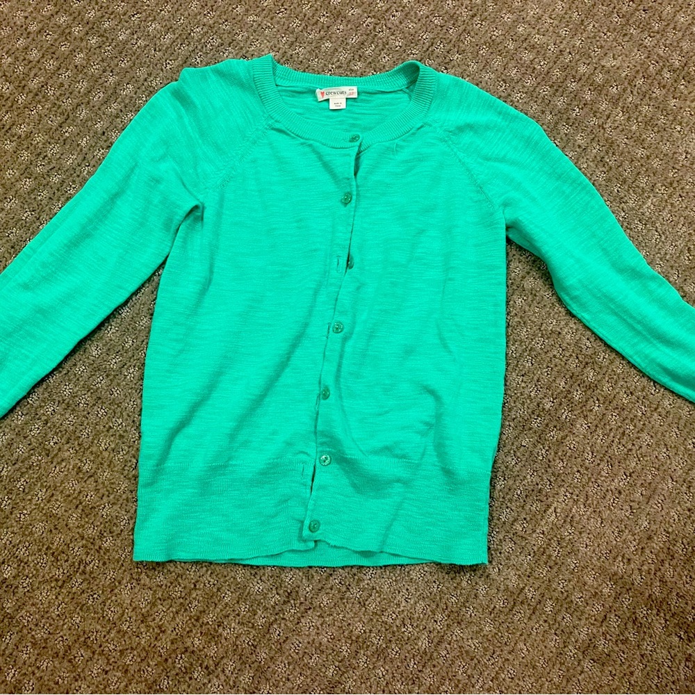 EUC size 12 kids Crewcuts light green cardigan